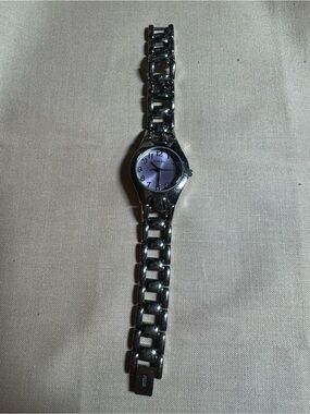 Fossil Women’s Silver Bracelet Watch with Purple Dial